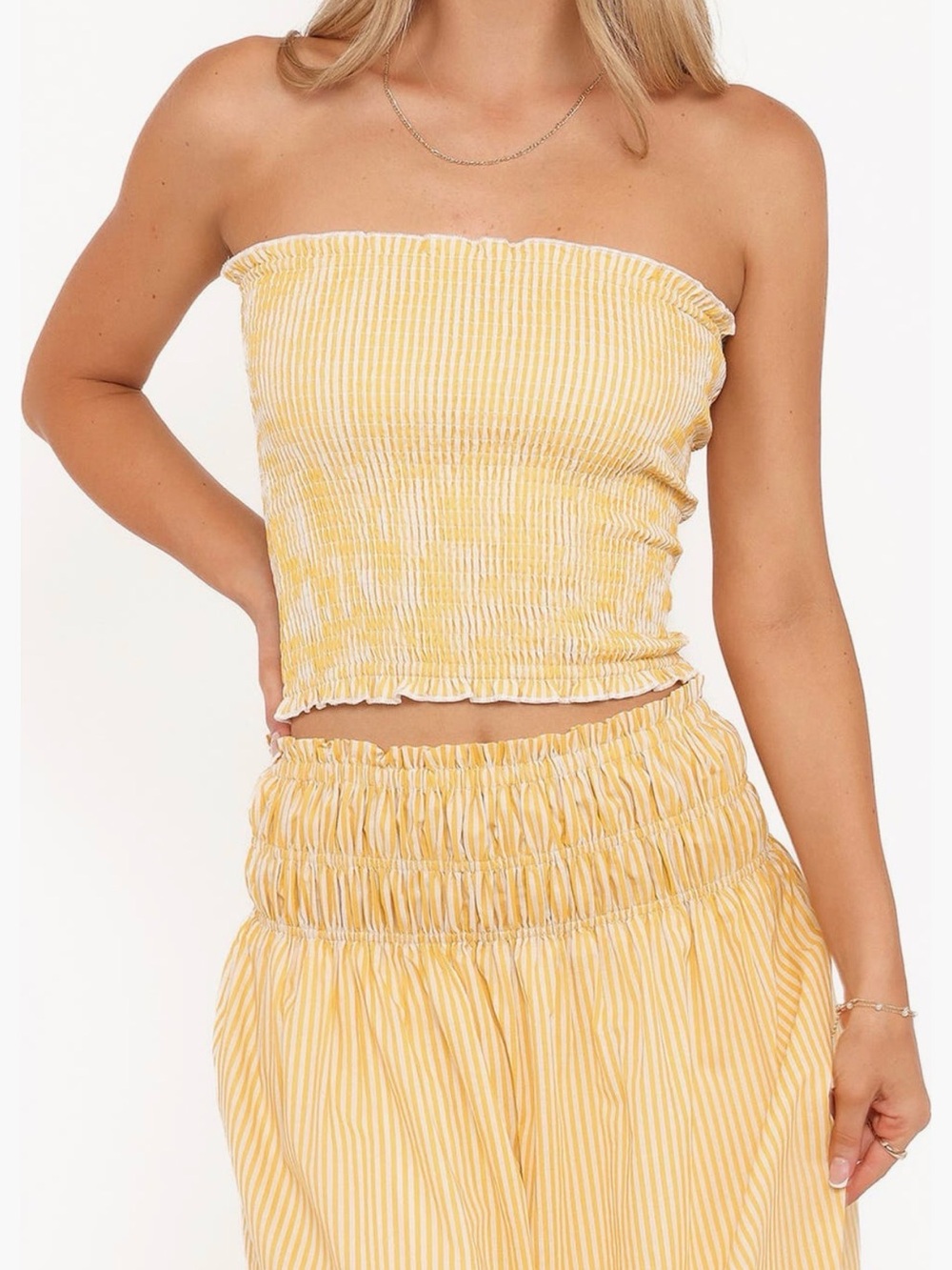 Petal & Pup Yellow Smocked Tube Top - Women's Strapless Crop Top